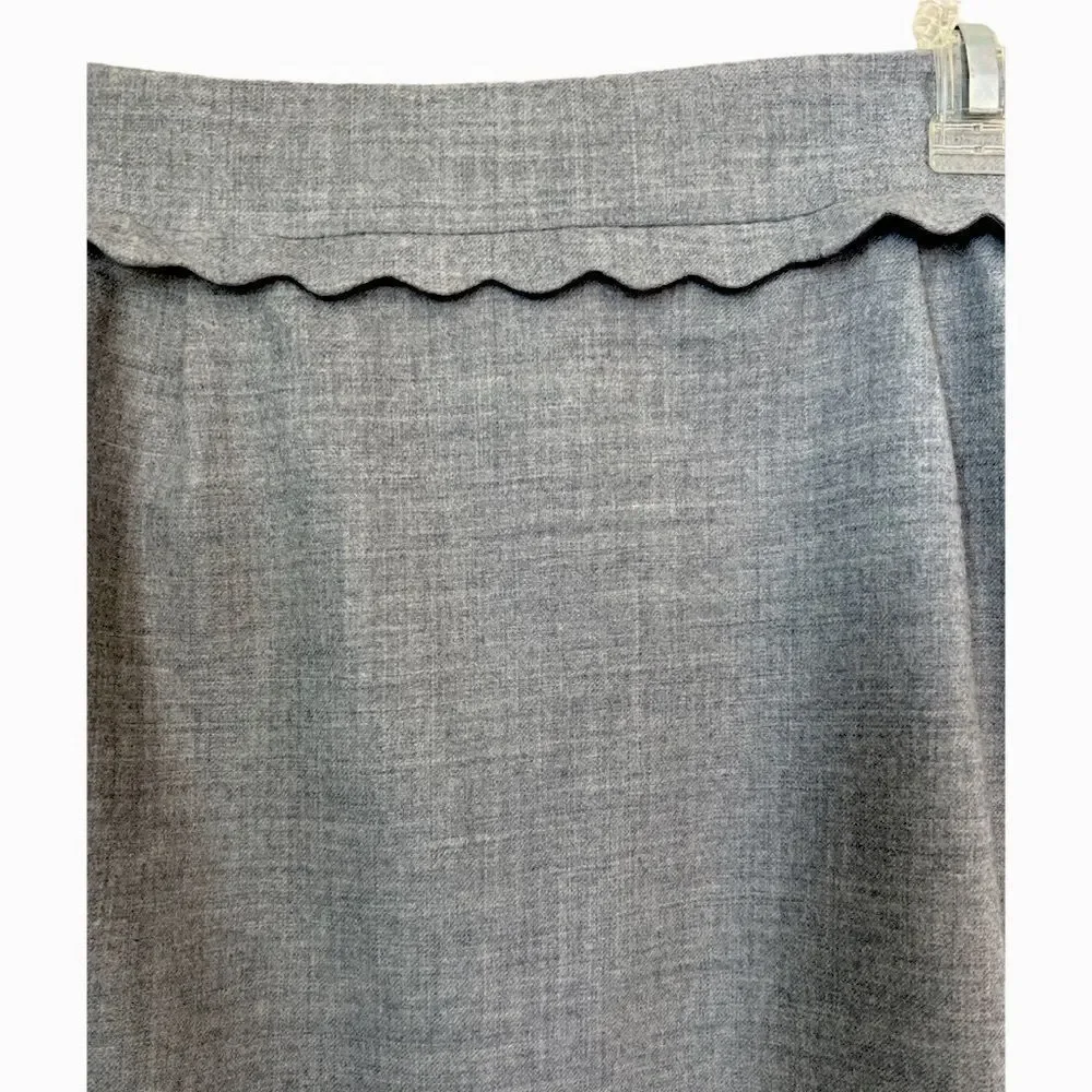 JCREW Gray Mini scallop Waist 97% Wool Career Office Short Lined Skirt Sz 6